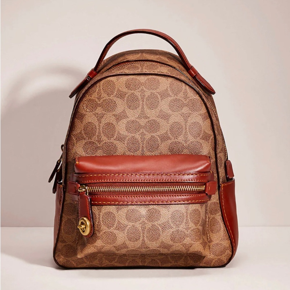 Coach Signature Canvas Mini Backpack in Brown and Saddle